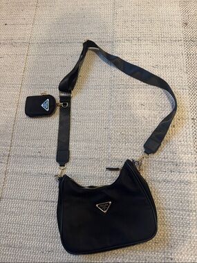 Black Nylon Crossbody with Coin Pouch
